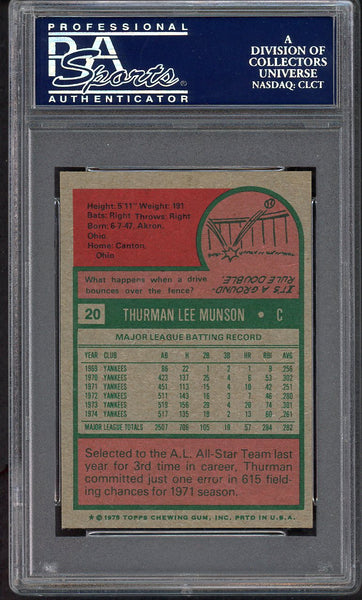 1975 Topps Mini Baseball #020 Thurman Munson Yankees PSA 7 NM 554675