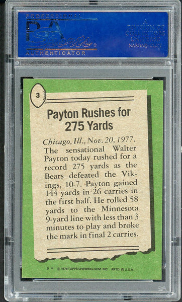 1978 Topps Football #003 Walter Payton HL Bears PSA 9 MINT 554680