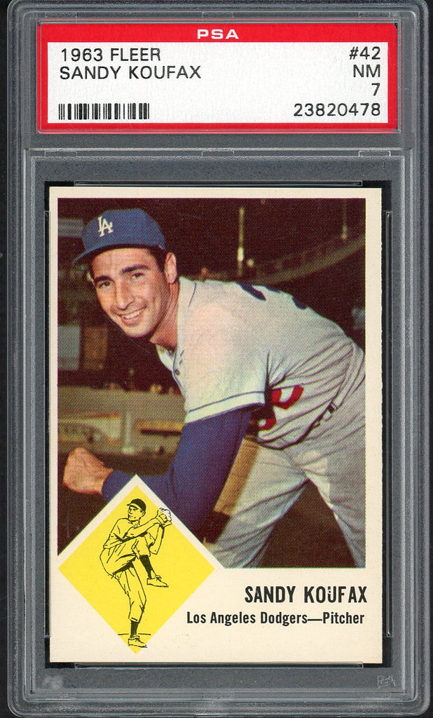 1963 Fleer Baseball #042 Sandy Koufax Dodgers PSA 7 NM 554684