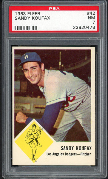 1963 Fleer Baseball #042 Sandy Koufax Dodgers PSA 7 NM 554684