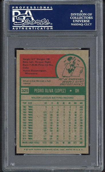 1975 Topps Mini Baseball #325 Tony Oliva Twins PSA 8 NM/MT 554686