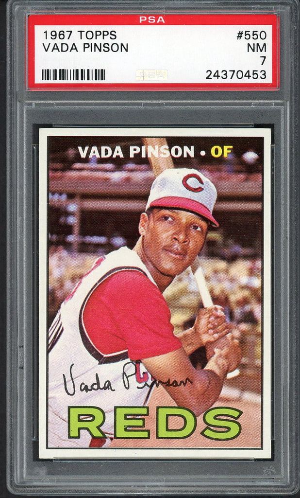1967 Topps Baseball #550 Vada Pinson Reds PSA 7 NM 554687