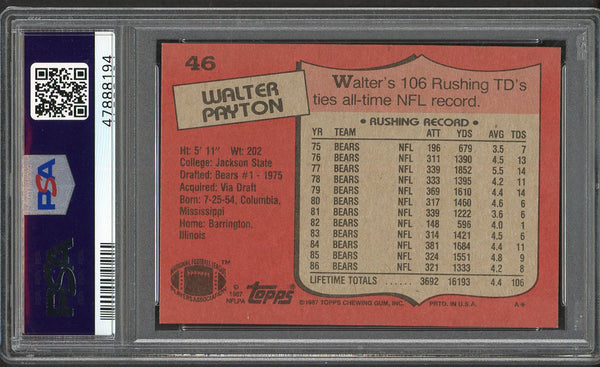 1987 Topps #046 Walter Payton Bears PSA 9 MINT 554694