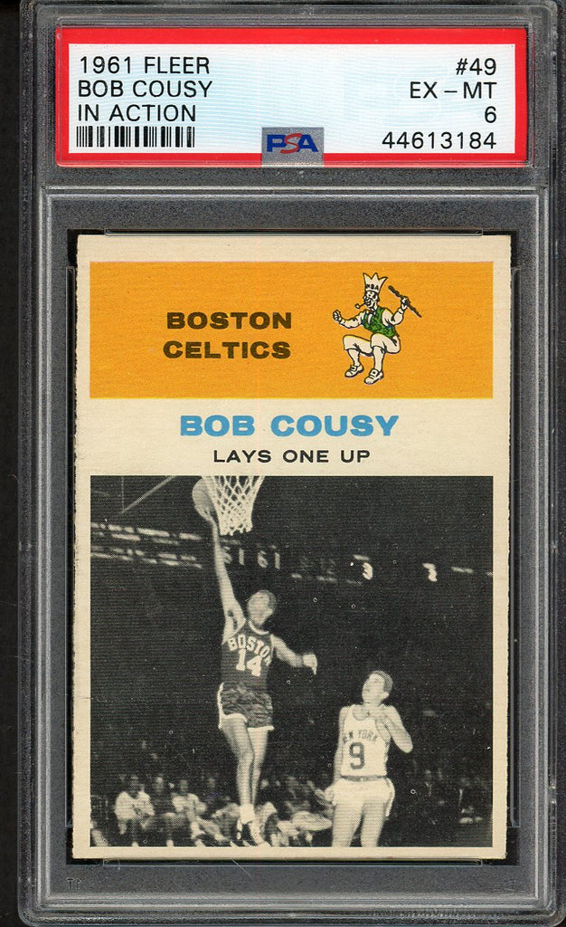 1961 Fleer Basketball #049 Bob Cousy IA Celtics PSA 6 EX-MT 554702