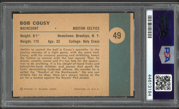 1961 Fleer Basketball #049 Bob Cousy IA Celtics PSA 6 EX-MT 554702