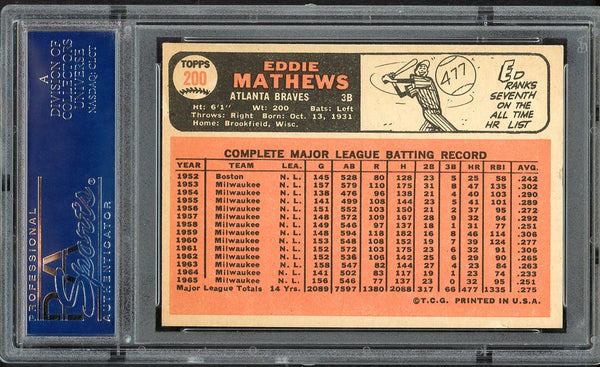 1966 Topps Baseball #200 Eddie Mathews Braves PSA 6.5 EX-MT+ 554709