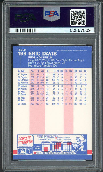 1987 Fleer #198 Eric Davis Reds PSA 10 GEM MINT 554724