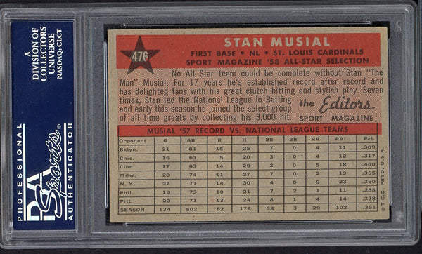 1958 Topps Baseball #476 Stan Musial A.S. Cardinals PSA 6 EX-MT 554728