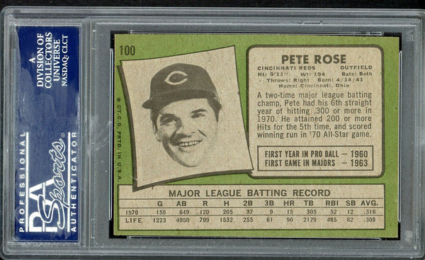 1971 Topps Baseball #100 Pete Rose Reds PSA 6 EX-MT 554729