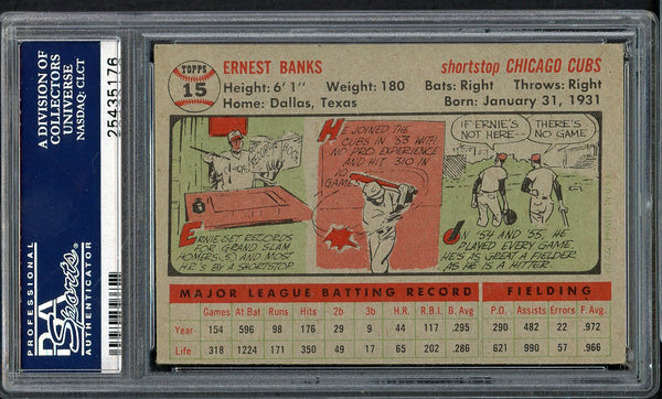 1956 Topps Baseball #015 Ernie Banks Cubs PSA 6 EX-MT Gray 554735