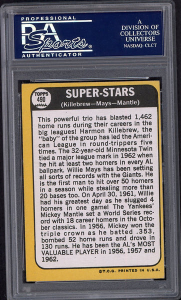 1968 Topps Baseball #490 Mickey Mantle Willie Mays PSA 5 EX 554736