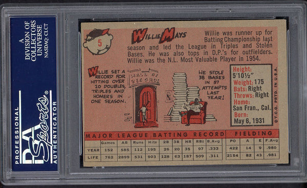 1958 Topps Baseball #005 Willie Mays Giants PSA 5 EX 554738