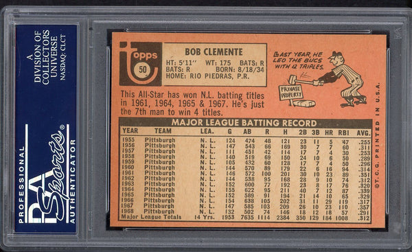 1969 Topps Baseball #050 Roberto Clemente Pirates PSA 4 VG-EX 554741