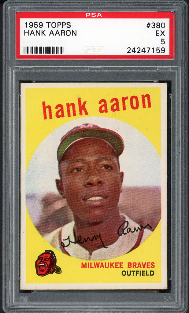 1959 Topps Baseball #380 Hank Aaron Braves PSA 5 EX 554743