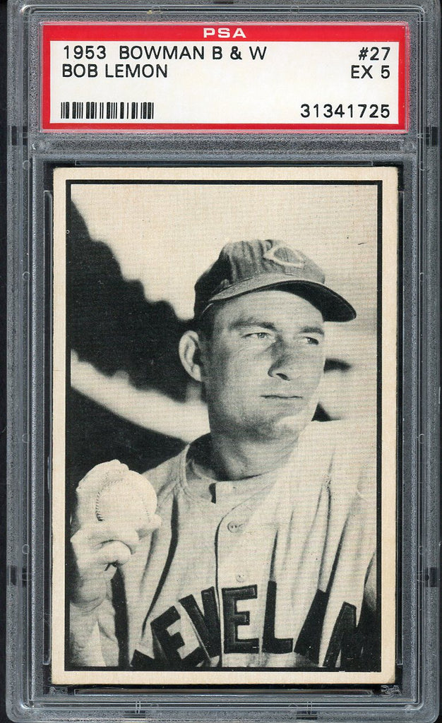 1953 Bowman Black & White Baseball #027 Bob Lemon Indians PSA 5 EX 554745