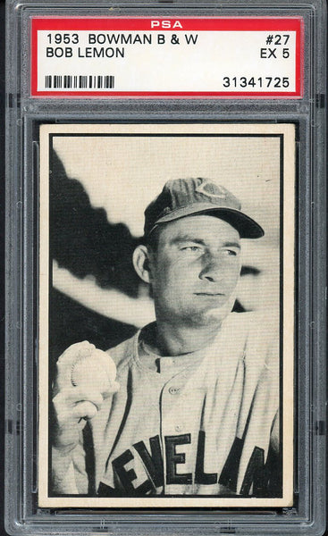 1953 Bowman Black & White Baseball #027 Bob Lemon Indians PSA 5 EX 554745
