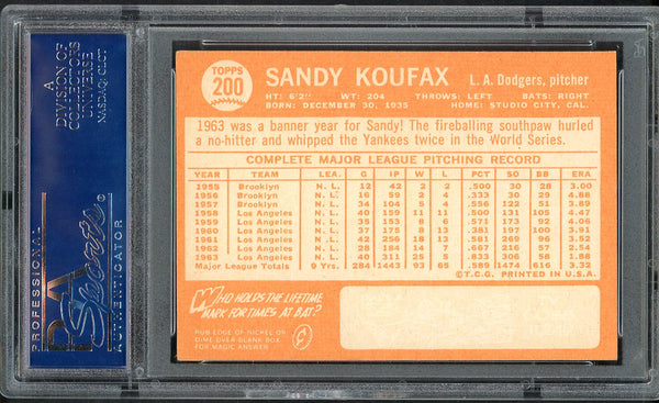1964 Topps Baseball #200 Sandy Koufax Dodgers PSA 5 EX 554753