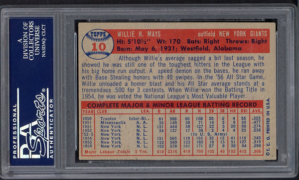 1957 Topps Baseball #010 Willie Mays Giants PSA 4 VG-EX 554756