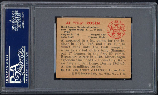 1950 Bowman Baseball #232 Al Rosen Indians PSA 5 EX 554759