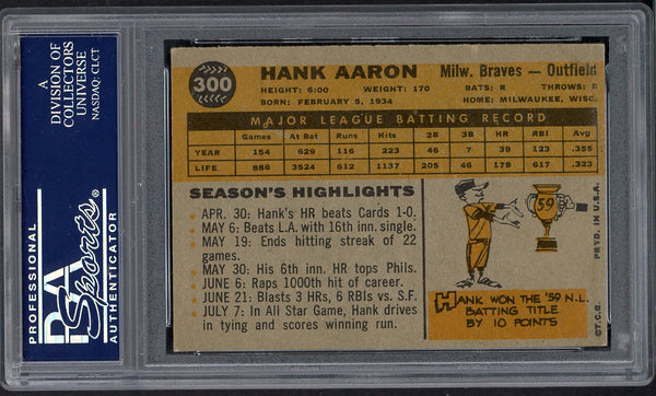 1960 Topps Baseball #300 Hank Aaron Braves PSA 5 EX 554760