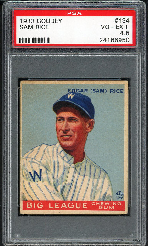 1933 Goudey #134 Sam Rice Senators PSA 4.5 VG-EX+ 554764
