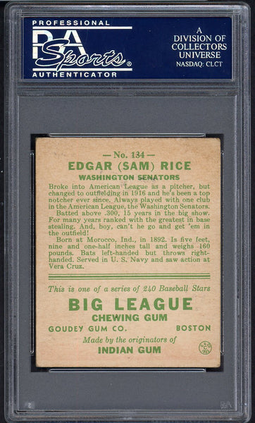 1933 Goudey #134 Sam Rice Senators PSA 4.5 VG-EX+ 554764