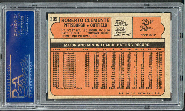 1972 Topps Baseball #309 Roberto Clemente Pirates PSA 6 EX-MT 554776