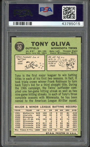 1967 Topps Baseball #050 Tony Oliva Twins PSA 8 NM/MT 554777