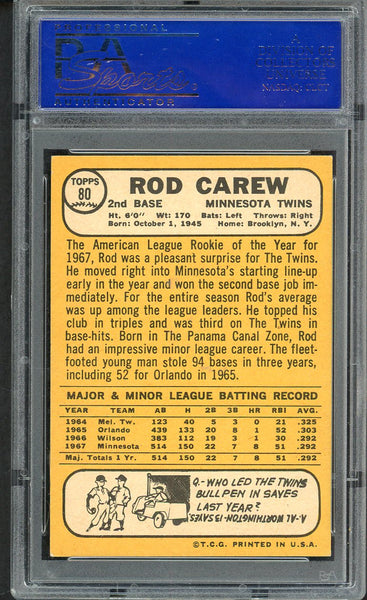 1968 Topps Baseball #080 Rod Carew Twins PSA 6 EX-MT 554778