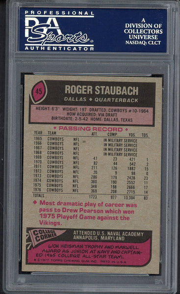 1977 Topps Football #045 Roger Staubach Cowboys PSA 8 NM/MT 554786