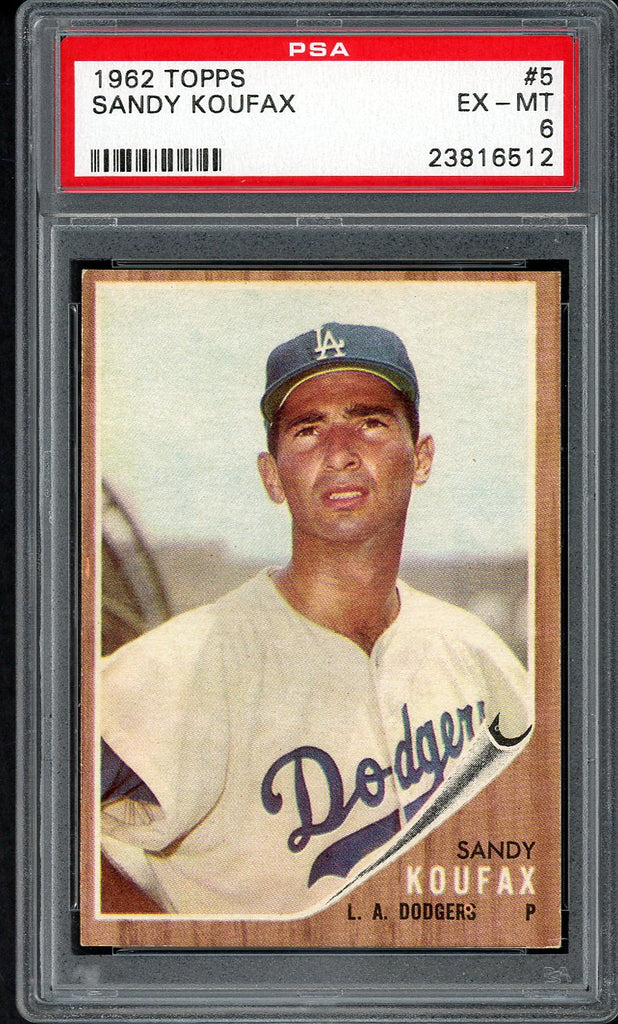1962 Topps Baseball #005 Sandy Koufax Dodgers PSA 6 EX-MT 554791