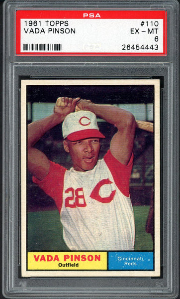 1961 Topps Baseball #110 Vada Pinson Reds PSA 6 EX-MT 554795