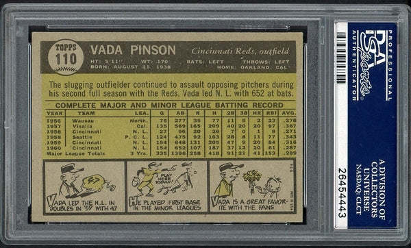 1961 Topps Baseball #110 Vada Pinson Reds PSA 6 EX-MT 554795
