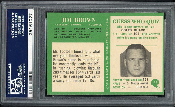 1966 Philadelphia Football #041 Jim Brown Browns PSA 6 EX-MT 554797