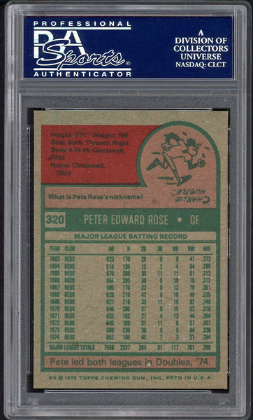 1975 Topps Baseball #320 Pete Rose Reds PSA 8 NM/MT 554803