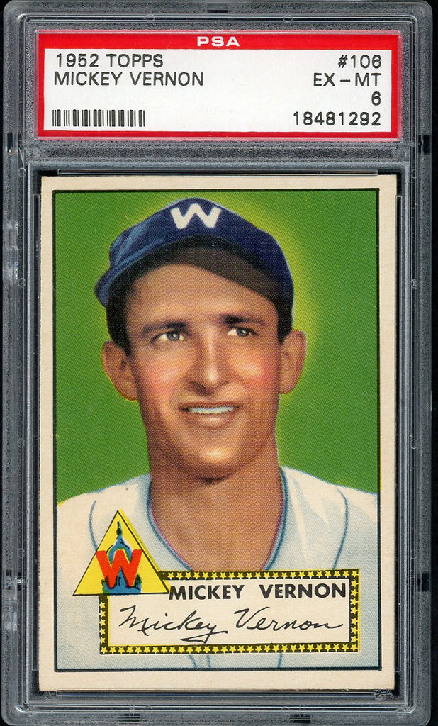 1952 Topps Baseball #106 Mickey Vernon Senators PSA 6 EX-MT 554811