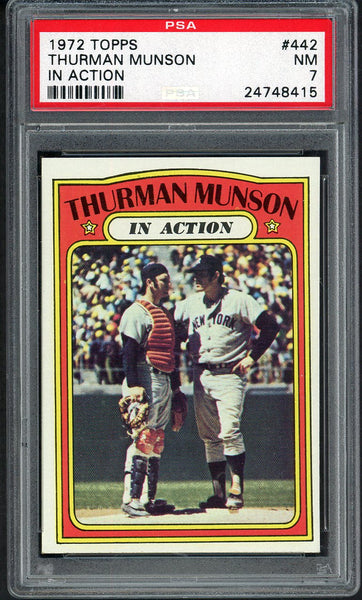 1972 Topps Baseball #442 Thurman Munson IA Yankees PSA 7 NM 554812