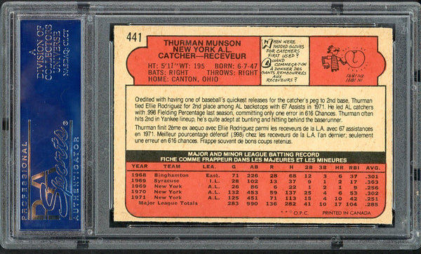 1972 O Pee Chee #441 Thurman Munson Yankees PSA 7 NM 554815