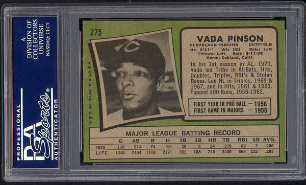 1971 Topps Baseball #275 Vada Pinson Indians PSA 7 NM 554816