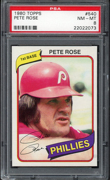 1980 Topps Baseball #540 Pete Rose Phillies PSA 8 NM/MT 554817