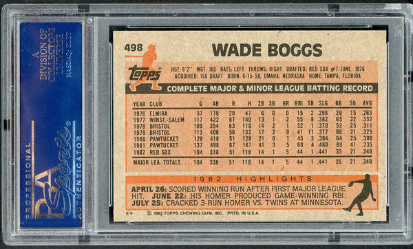 1983 Topps #498 Wade Boggs Red Sox PSA 8 NM/MT 554820