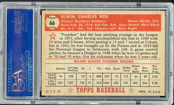 1952 Topps Baseball #066 Preacher Roe Dodgers PSA 6 EX-MT Red 554823