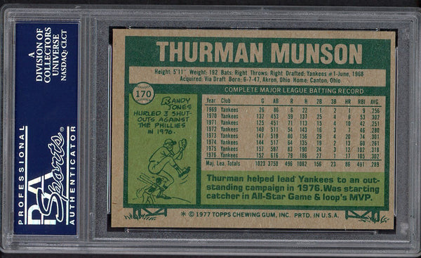1977 Topps Baseball #170 Thurman Munson Yankees PSA 7 NM 554826