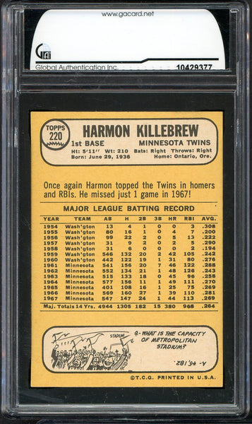 1968 Topps Baseball #220 Harmon Killebrew Twins GAI 8 NM/MT 554832