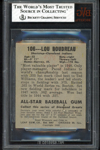 1948 Leaf Baseball #106 Lou Boudreau Indians BVG 5.5 EX+ 554833