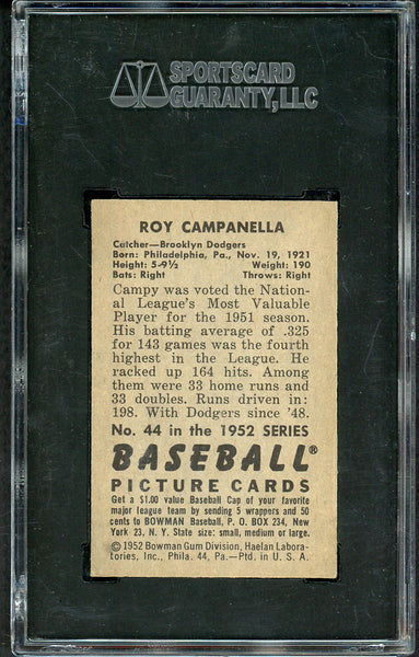 1952 Bowman Baseball #044 Roy Campanella Dodgers SGC 6 EX-MT 554844