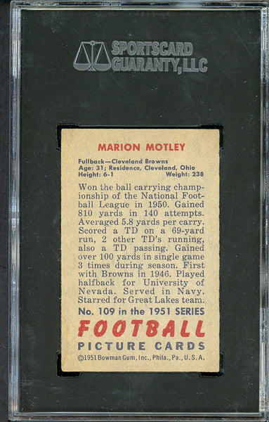 1951 Bowman Football #109 Marion Motley Browns SGC 5.5 EX+ 554851