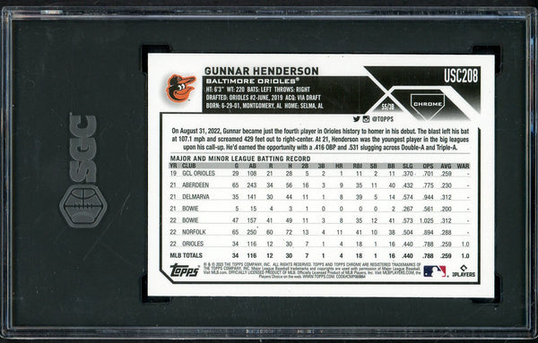 2023 Topps Chrome Update #USC208 Gunnar Henderson Orioles SGC 10 GEM MINT 554855