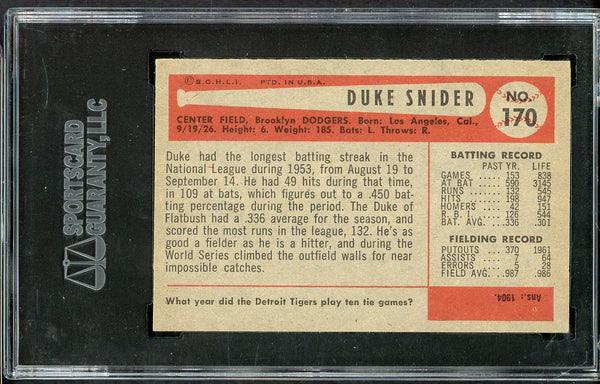 1954 Bowman Baseball #170 Duke Snider Dodgers SGC 6 EX-MT 554857