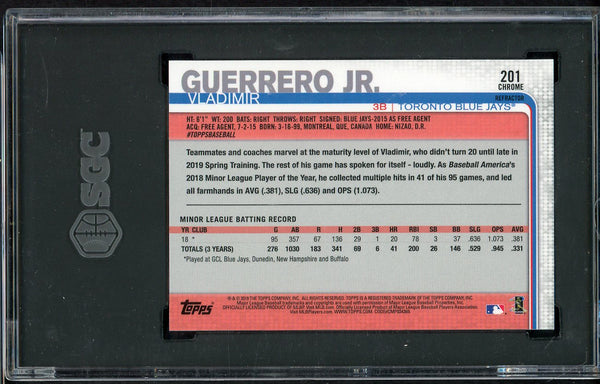 2019 Topps Chrome Refractor #201 Vladimir Guerrero Jr Blue Jays SGC 10 GEM MINT Pink 554865